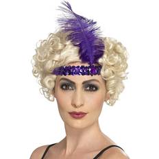 Cheap Accessories Smiffys Flapper Headband with Feather Purple