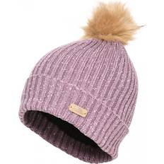 Herren - Kunstpelz Accessoires Trespass McNally Women's Knitted Bobble Hat - Dusty Heather Fleck