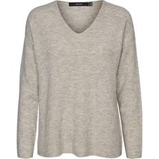 Damen - Elastan/Lycra/Spandex Pullover Vero Moda Lefile V-Neck Knitted Pullover - Grey/Birch