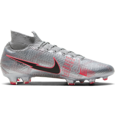 Gray - Women Soccer Shoes Nike Mercurial Superfly 7 Elite FG - Multi-Colour/Particle Grey/Laser Crimson/Black