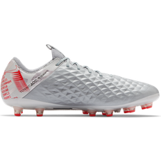 Gray - Women Soccer Shoes Nike Tiempo Legend 8 Elite AG - Metallic Bomber Gray/Particle Gray/Laser Crimson/Black