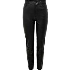 Hoge Taille - Vrouw Broeken Only Hw St Ank Faux Leather Pnt - Zwart