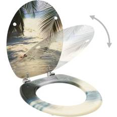 Gris Accesorios de baño vidaXL Asientos De Inodoro Con Tapa 2 MDF Diseío De Playa