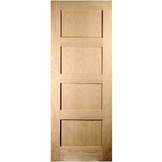 Jeldwen 4 panel Shaker Oak Interior Door R, L (61x198.1cm)