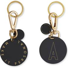 Mässing Nyckelringar Design Letters Personal Key Ring/Bag Tag A-Z - Black