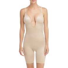 Suit Your Fancy Plunge Low-Back Mid-Thigh Bodysuit - Beige Beige