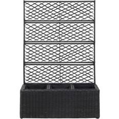 Plastic Outdoor Planter Boxes vidaXL Trellis Raised Bed with 3 Pots 11.811x32.677x51.181"