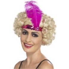 Smiffys Flapper Headband with Feather Pink