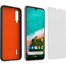 Black Case + Tempered Glass for Xiaomi Mi A3