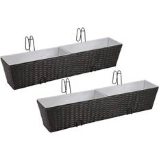 Polyethylene Outdoor Planter Boxes vidaXL Balcony Raised Beds 17x80x17cm