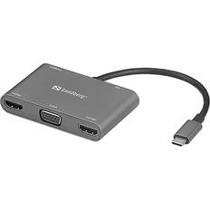 Sandberg USB C-2HDMI/VGA/USB A M-F Adapter