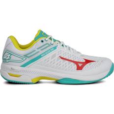 Fabric - Men Racket Sport Shoes Mizuno Wave Exceed Tour 4 AC M - White/Chinese Red/Atlantis