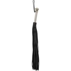 Zwepen en Klemmen ZADO Broad Leren Flogger met Stalen Handvat 55 cm Zwart