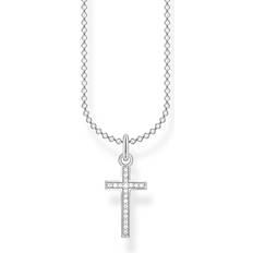 Jewellery Thomas Sabo Cross Pavé Necklace - Silver/White