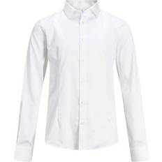 Gutter Skjorter Jack & Jones Boy's Curved Hem Shirt - White/White (12151620)