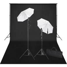 vidaXL Kit De Estudio:telón Negro Chroma 600x300 Y Luces