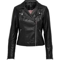 Gemma Biker Faux Leather Jacket - Black