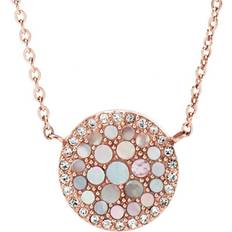 Ruostumaton Teräs Kaulakorut Fossil Disc Pendant Necklace - Rose Gold/Multicolour