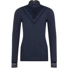 9-12M - Mädchen Rollkragenpullover Name It High Neck Lace Long Sleeved T-shirt - Blue / Dark Sapphire (13173362)