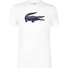 Lacoste t shirt herr navy blue Lacoste Sport 3D Print Crocodile Breathable Jersey T-shirt - White/Navy Blue