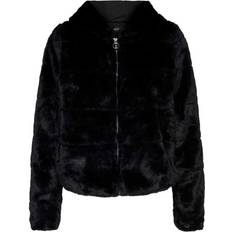 Fur Look Short Jacket - Black