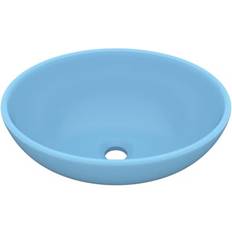 vidaXL Lavabo Ovale De Luxe Bleu Clair Mat 40x33 cm Céramique