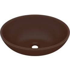 vidaXL Lavabo Ovale De Luxe Marron Foncé Mat 40x33 cm Céramique