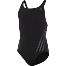 Streifen Badeanzüge adidas Junior Pro V 3-Stripes Swimsuit - Black/Carbon (DQ3276)