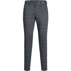 Men - Viscose Trousers Jack & Jones Marco Phil Checked Suit Trousers - Grey/Dark Grey