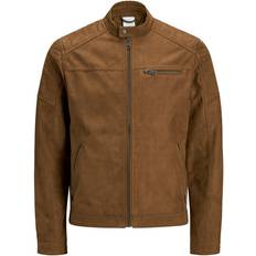 Faux Leather Jacket - Brown/Cognac