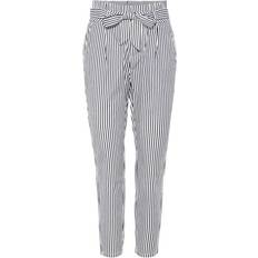 Vero Moda Striped Paperbag Trousers - White/Snow White