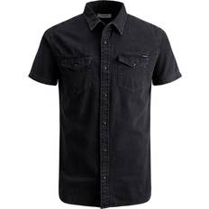 Denimskjorter - Herre - Sort Jack & Jones Basic Short Sleeved Shirt - Black/Black Denim