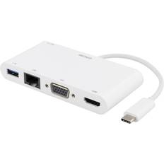 Usb a to usb c 100w Deltaco USB C-HDMI/VGA/RJ45/USB A M-F 0.2m