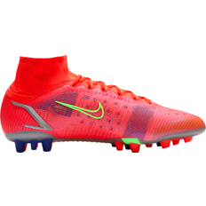 Multicolored - Women Soccer Shoes Nike Mercurial Superfly 8 Elite AG - Bright Crimson/Indigo Burst/White/Metallic Silver