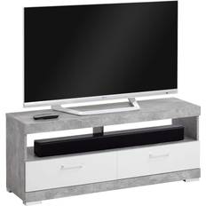 Hvit TV-benker FMD 428710 Concrete Grey/Glossy White TV-benk 120x50cm