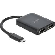 DeLock Splitter USB C-2HDMI M-F