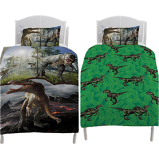 Green Bed Set Kid's Room Jurassic T Rex Raptor Predators World Single Duvet Cover 53.9x78"