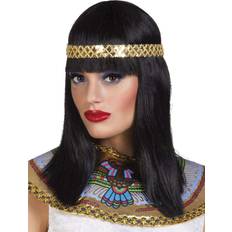 Égypte Perruques Longues Boland Perruque Cléopâtre avec bandeau Accessoire de déguisement Femme Noir