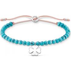 Thomas sabo beads bracelet Thomas Sabo Cloverleaf Bracelet - Beige/Silver/Turquoise