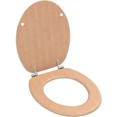 Beige Toiletbrillen vidaXL Bamboe Toiletbril Met Deksel MDF