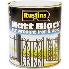 Rustins Quick Dry Black Matt Metal Paint, Wood Paint Black 1L