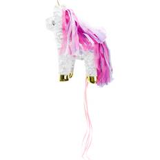 Blanc Piñatas PartyDeco Petite Pull Pinata Licorne (24 cm)