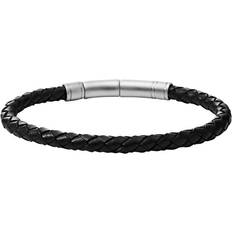 Schmuck Fossil Skinny Braided Leather Bracelet - Black/Silver