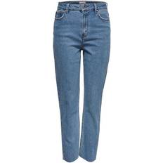 Only Emily Hw Cropped Ankle Straight Fit Jeans - Blue Light Denim