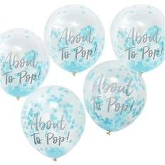 Babyshower Ballonnen Ginger Ray Confetti ballonnen About To Pop blauw Oh Baby! 5 stuks 30cm