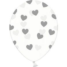 Valentinsdag Latexballoner PartyDeco Latex Ballons Hearts Transparent/Silver 6-pack