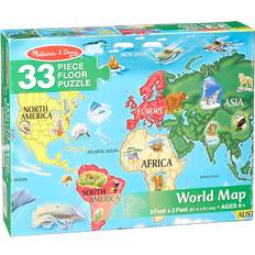 Melissa & Doug Legpuzzels voor op de vloer Melissa & Doug Vloer puzzel wereldkaart met dieren