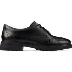 Textile Low Top Shoes Clarks Youth Loxham Brogue - Black Leather