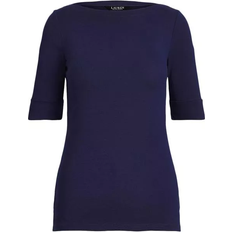 Cotton Boatneck Top - Lauren Navy