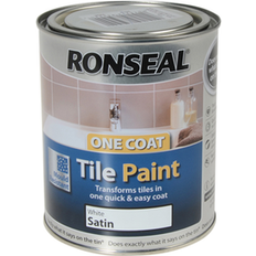 Ronseal Wall Paints - White Ronseal One Coat Tile Wall Paint Brilliant White 0.75L